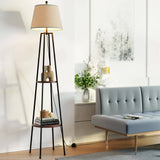 Darrahopens Furniture > Bedroom Artiss Floor Lamp Shelf Stand Modern LED Storage Shelves Living Room Light