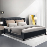 darrahopens Furniture > Bedroom Artiss Pier Bed Frame Fabric - Charcoal Queen