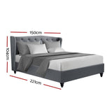 darrahopens Furniture > Bedroom Artiss Pier Bed Frame Fabric - Grey Double