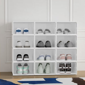 Darrahopens Furniture > Bedroom Artiss Shoe Box Set of 12 Storage Case Stackable Plastic Shoe Cabinet Cube White