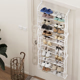 Darrahopens Furniture > Bedroom Artiss Shoe Rack 12-tier 24 Pairs Wall Mounted Metal Plastic Shoe Shleves White