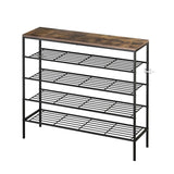 Darrahopens Furniture > Bedroom Artiss Shoe Rack 25 Pairs 5-tier Shoe Storage Organiser Shelf Metal frame Walnut