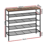 Darrahopens Furniture > Bedroom Artiss Shoe Rack 25 Pairs 5-tier Shoe Storage Organiser Shelf Metal frame Walnut