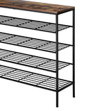 Darrahopens Furniture > Bedroom Artiss Shoe Rack 25 Pairs 5-tier Shoe Storage Organiser Shelf Metal frame Walnut