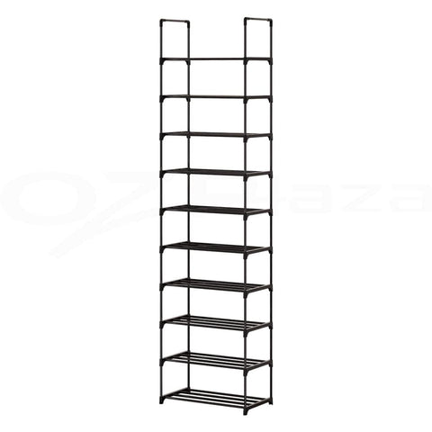 Darrahopens Furniture > Bedroom Artiss Shoe Rack Shoe Storage Shelf 10-tier 20 Pairs DIY Stackable Black Metal