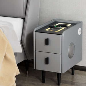 Darrahopens Furniture > Bedroom Artiss Smart Bedside Table 2 Drawers with Wireless Charging LED Lights Grey