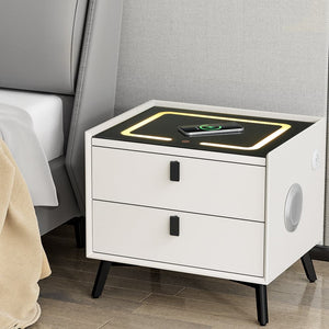 Darrahopens Furniture > Bedroom Artiss Smart Bedside Table 2 Drawers with Wireless Charging Ports LED Lights