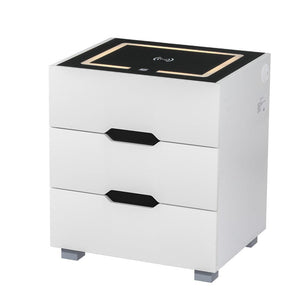 Darrahopens Furniture > Bedroom Artiss Smart Bedside Table 3 Drawers with Wireless Charging Ports LED White ADAD