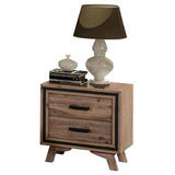 darrahopens Furniture > Bedroom Bedside Table 2 drawer Night Stand with Solid Acacia Storage in Sliver Brush Colour