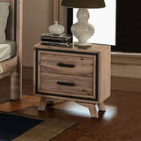 darrahopens Furniture > Bedroom Bedside Table 2 drawer Night Stand with Solid Acacia Storage in Sliver Brush Colour