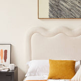 Darrahopens Furniture > Bedroom Demi White Boucle Fabric Bed Head - Double