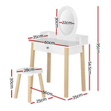 Darrahopens Furniture > Bedroom Keezi Kids Vanity Makeup Dressing Table Chair Set Wooden Leg Drawer Mirror White