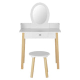 Darrahopens Furniture > Bedroom Keezi Kids Vanity Makeup Dressing Table Chair Set Wooden Leg Drawer Mirror White