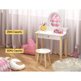 Darrahopens Furniture > Bedroom Keezi Kids Vanity Makeup Dressing Table Chair Set Wooden Leg Drawer Mirror White