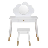 Darrahopens Furniture > Bedroom Keezi Kids Vanity Makeup Dressing Table Chair Set Wooden Mirror Drawer White