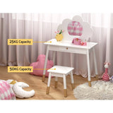 Darrahopens Furniture > Bedroom Keezi Kids Vanity Makeup Dressing Table Chair Set Wooden Mirror Drawer White