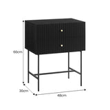 Darrahopens Furniture > Bedroom Sarantino Arden Fluted 2-drawer Bedside Table Night Stand - Black