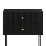 Darrahopens Furniture > Bedroom Sarantino Arden Fluted 2-drawer Bedside Table Night Stand - Black