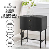 Darrahopens Furniture > Bedroom Sarantino Arden Fluted 2-drawer Bedside Table Night Stand - Black