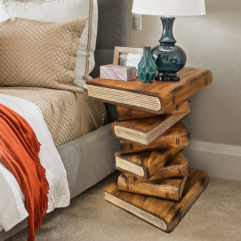 Darrahopens Furniture > Bedroom Side Table, corner Stool, Plant Stand Raintree Wood Natural Finish-Book