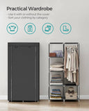 Darrahopens Furniture > Bedroom SONGMICS Portable Clothes Storage with 6 Shelves and 1 Clothes Hanging Rail Black