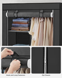 Darrahopens Furniture > Bedroom SONGMICS Portable Clothes Storage with 6 Shelves and 1 Clothes Hanging Rail Black