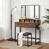 Darrahopens Furniture > Bedroom VASAGLE Dresser Table with Trifold Mirror Rustic Brown and Black RVT004B01V1