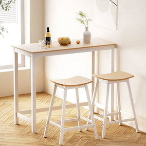 Darrahopens Furniture > Dining Artiss Bar Table and Stools Set Dining Desk Solid Wood Kitchen Chairs Cafe Pub