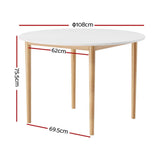 Darrahopens Furniture > Dining Artiss Dining Table Round White 108CM Diameter Demi