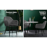 darrahopens Furniture > Dining Artiss Set of 2 Dining Chairs Retro Chair Metal Legs Replica Armchair Velvet Grey