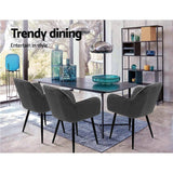 darrahopens Furniture > Dining Artiss Set of 2 Dining Chairs Retro Chair Metal Legs Replica Armchair Velvet Grey