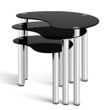 darrahopens Furniture > Dining Artiss Set Of 3 Glass Coffee Tables - Black