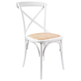 Darrahopens Furniture > Dining Aster Crossback Dining Chair Set of 2 Solid Birch Timber Wood Ratan Seat - White