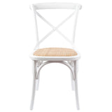 Darrahopens Furniture > Dining Aster Crossback Dining Chair Set of 2 Solid Birch Timber Wood Ratan Seat - White