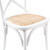 Darrahopens Furniture > Dining Aster Crossback Dining Chair Set of 2 Solid Birch Timber Wood Ratan Seat - White