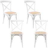 Darrahopens Furniture > Dining Aster Crossback Dining Chair Set of 4 Solid Birch Timber Wood Ratan Seat - White