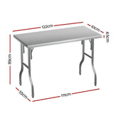 Darrahopens Furniture > Dining Cefito Stainless Steel Kitchen Benches Work Bench Food Foldable 430