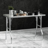 Darrahopens Furniture > Dining Cefito Stainless Steel Kitchen Benches Work Bench Food Foldable 430