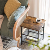 Darrahopens Furniture > Dining End Table Industrial Side Table Mesh Shelves