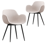 darrahopens Furniture > Dining Loney Light Grey Upholstered PU Fabric Dining Chair Set of 2