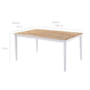 darrahopens Furniture > Dining Lory 1.2m 4 seater dining table- Natural + White