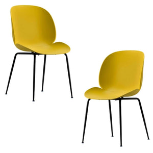 darrahopens Furniture > Dining Meryll Yellow Curvy Beetle Dining Chair Set of 2