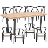 Darrahopens Furniture > Dining Petunia  9pc 210cm Dining Table Set 8 Wishbone Chair Elm Timber Wood Metal Leg