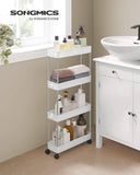 Darrahopens Furniture > Dining SONGMICS 4-Tier Slide Out Slim Narrow Space Organizer Rolling Storage Cart White