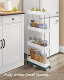 Darrahopens Furniture > Dining SONGMICS 4-Tier Slide Out Slim Narrow Space Organizer Rolling Storage Cart White