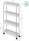 Darrahopens Furniture > Dining SONGMICS 4-Tier Slide Out Slim Narrow Space Organizer Rolling Storage Cart White