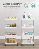 Darrahopens Furniture > Dining SONGMICS 4-Tier Slide Out Slim Narrow Space Organizer Rolling Storage Cart White