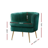 darrahopens Furniture > Living Room Artiss Armchair Lounge Accent Chair Armchairs Sofa Chairs Velvet Green Couch