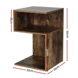 Darrahopens Furniture > Living Room Artiss Bedside Table 2 Shelves Nightstand Side End Lamp Table Bedroom Rust Oak