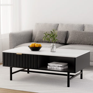 Darrahopens Furniture > Living Room Artiss Coffee Table Drawer Storage Shelf Black